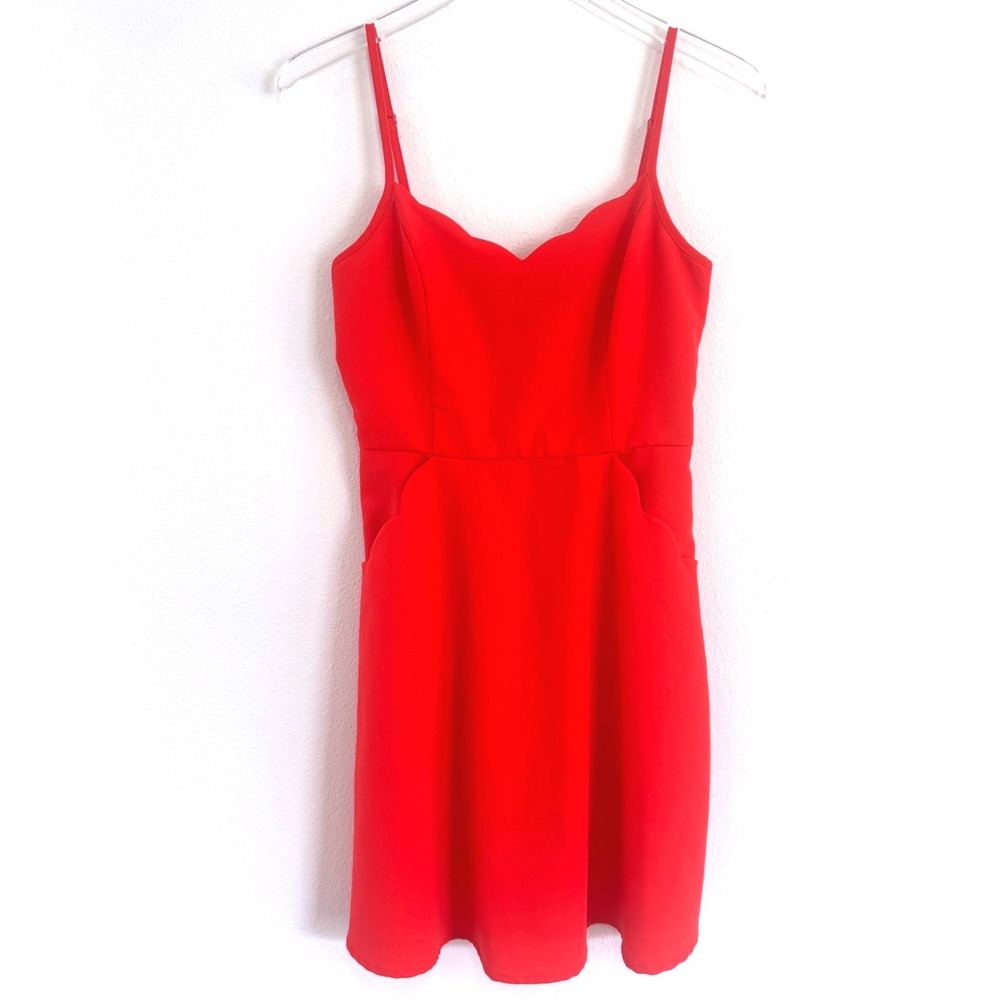 Market & Spruce | Red Crissie Scallop Mini‎ Dress